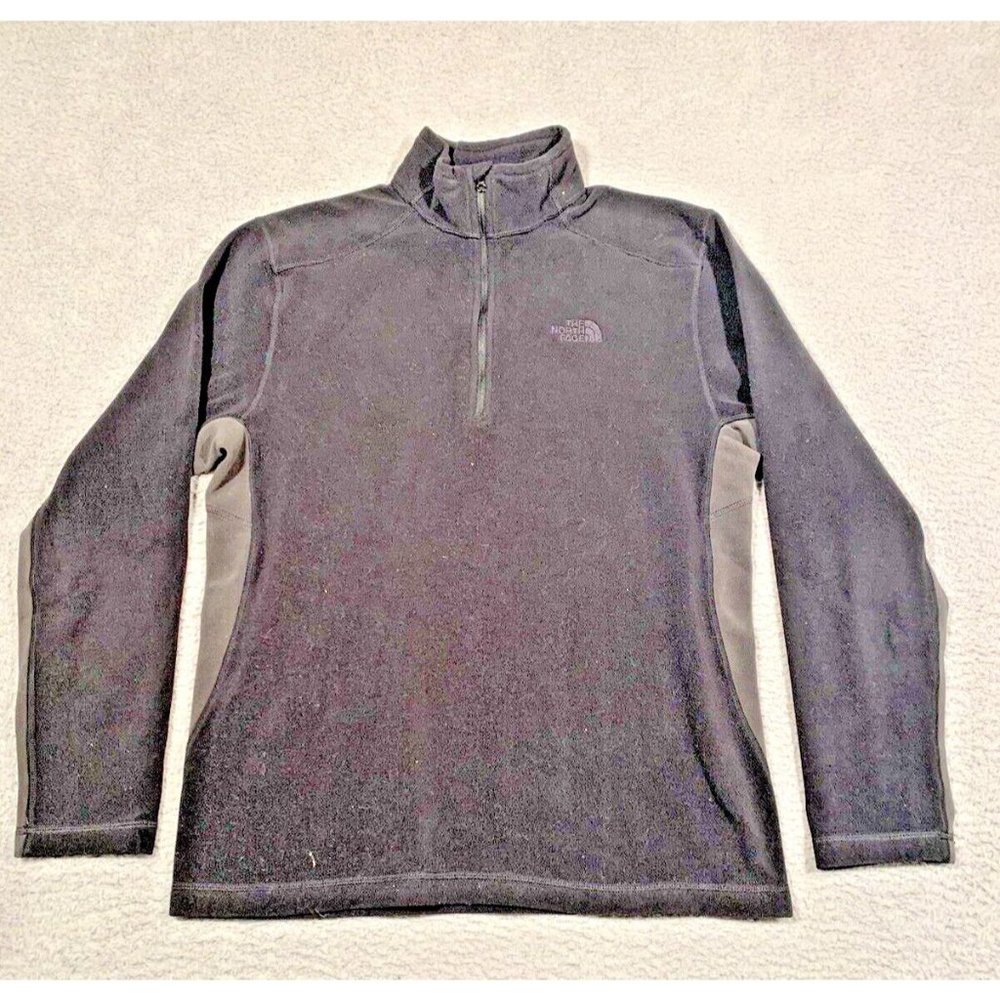 North Face Men's‎ Black Gray Fleece Pullover Sweatshirt 1/4 Zip Medium M
